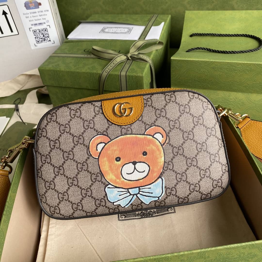 Gucci Exo-Kai Teddy Bear Supreme GG Canvas Shoulder Bag Replica 574886 - DEEPREPS