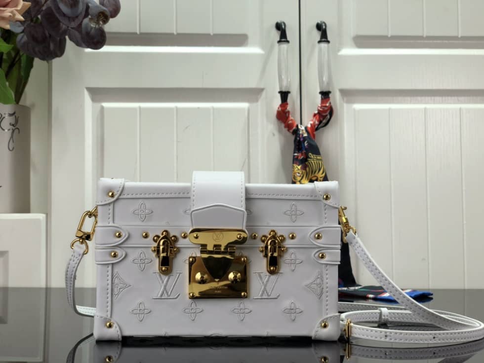 Louis Vuitton Petite Malle Monogram Flou White M20745 Replica Trunk Box - DEEPREPS
