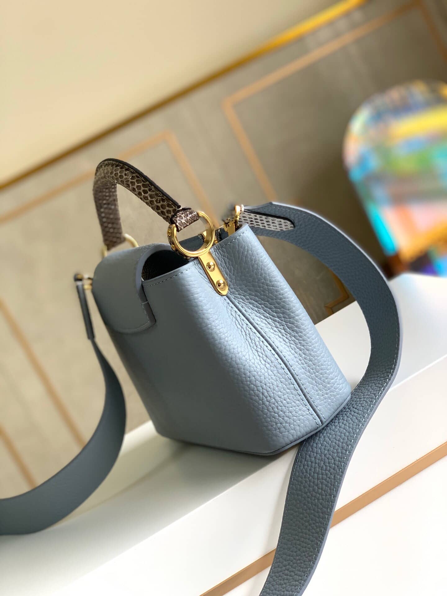 Louis Vuitton Capucines Mini Replica Bag Blue M55921 - DEEPREPS