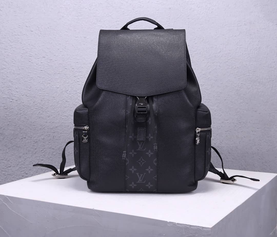 LV Backpack Replica Taiga Leather Outdoor Black M30417 - DEEPREPS