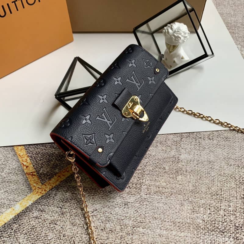 Louis Vuitton Monogram Empreinte Vavin Chain Long Wallet Replica Blue M67839 - DEEPREPS