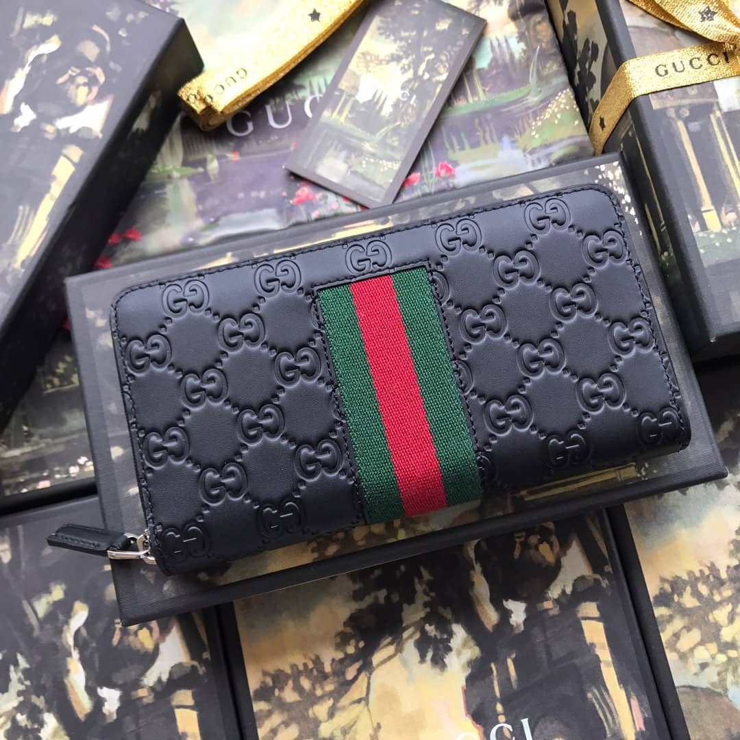 Gucci Web GG Supreme Around Zip Wallet Replica 408831 - DEEPREPS