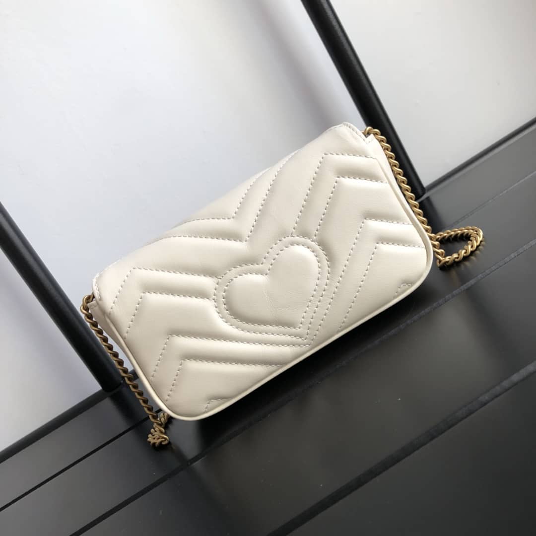 Gucci GG Marmont Matelasse Leather Mini Shoulder Bag Replica White 476433 - DEEPREPS