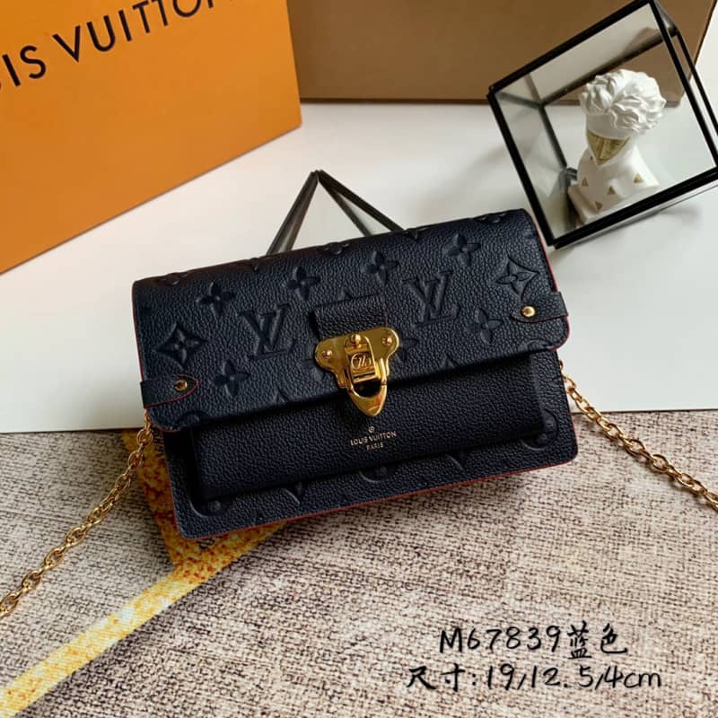 Louis Vuitton Monogram Empreinte Vavin Chain Long Wallet Replica Blue M67839 - DEEPREPS