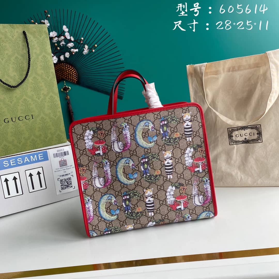 Gucci GG Printed Multicolor Kids Girl Tote Replica 605614 - DEEPREPS