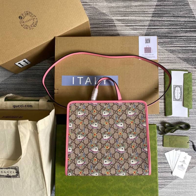 Gucci Supreme Canvas Children Yuko Higuchi Tote Replica Pink 630542 - DEEPREPS