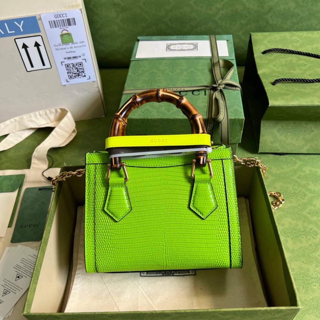 Gucci Diana Lizard Mini Bag Green 675800 Replica Tote - DEEPREPS