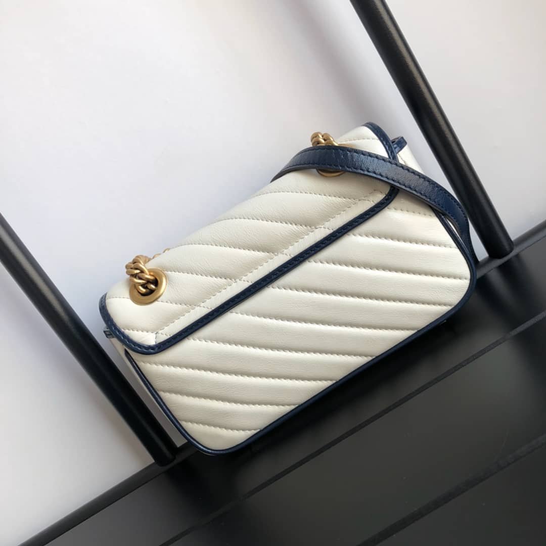 Gucci GG Marmont Mini Matelasse Shoulder Bag Replica White 446744 - DEEPREPS