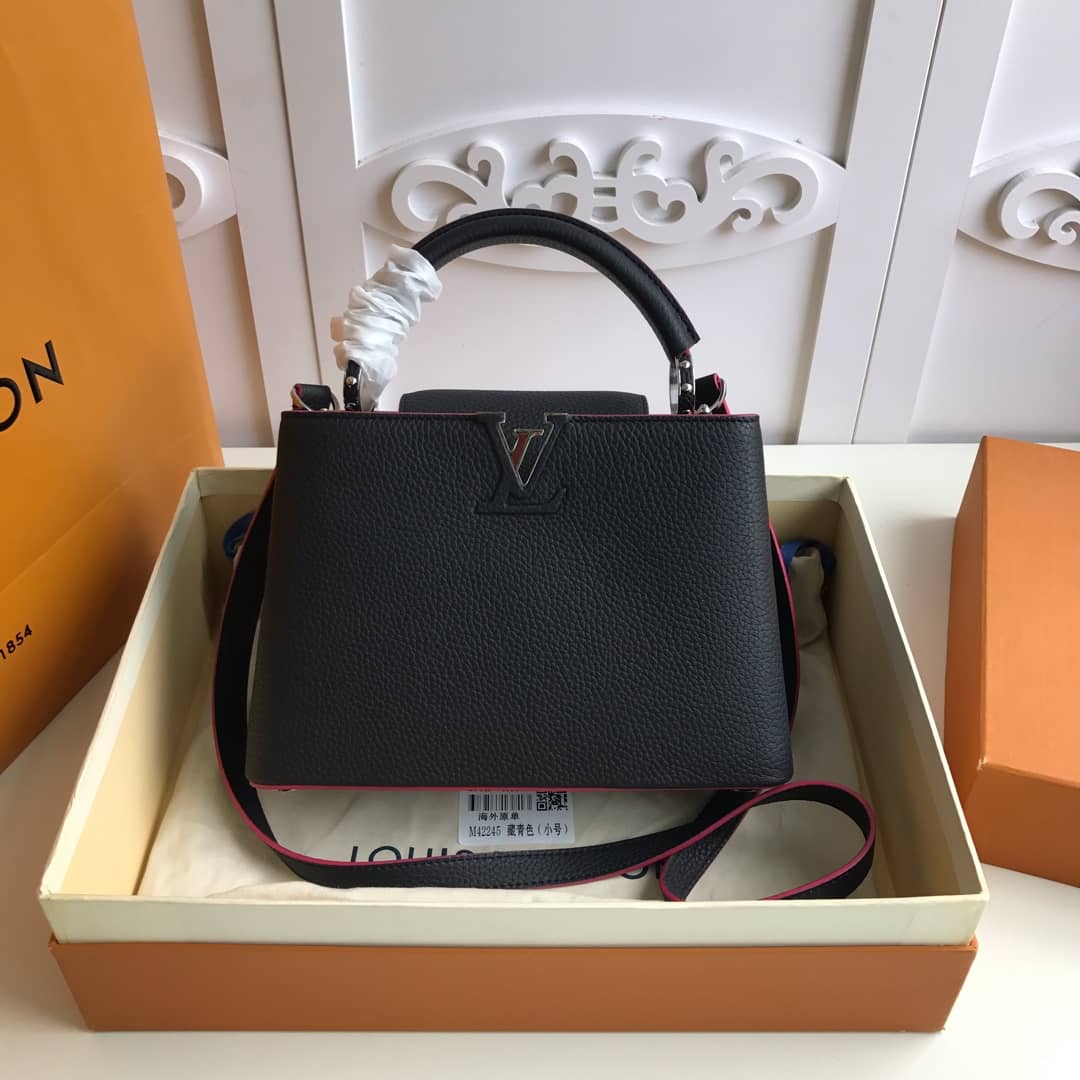 Louis Vuitton Capucines Taurillon Leather PM Tote Replica Black M42245 - DEEPREPS