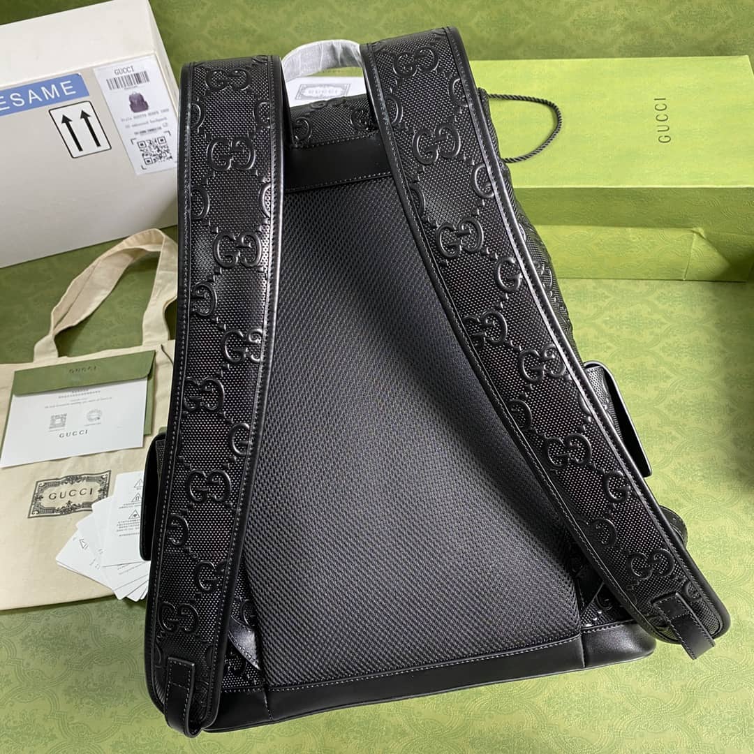 Gucci GG Embossed Backpack Replica Black 625770 - DEEPREPS