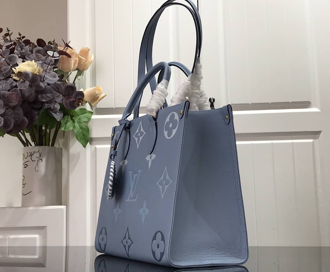 Louis Vuitton On the Go MM Monogram Empreinte Two-way Tote Replica Blue M45717 - DEEPREPS