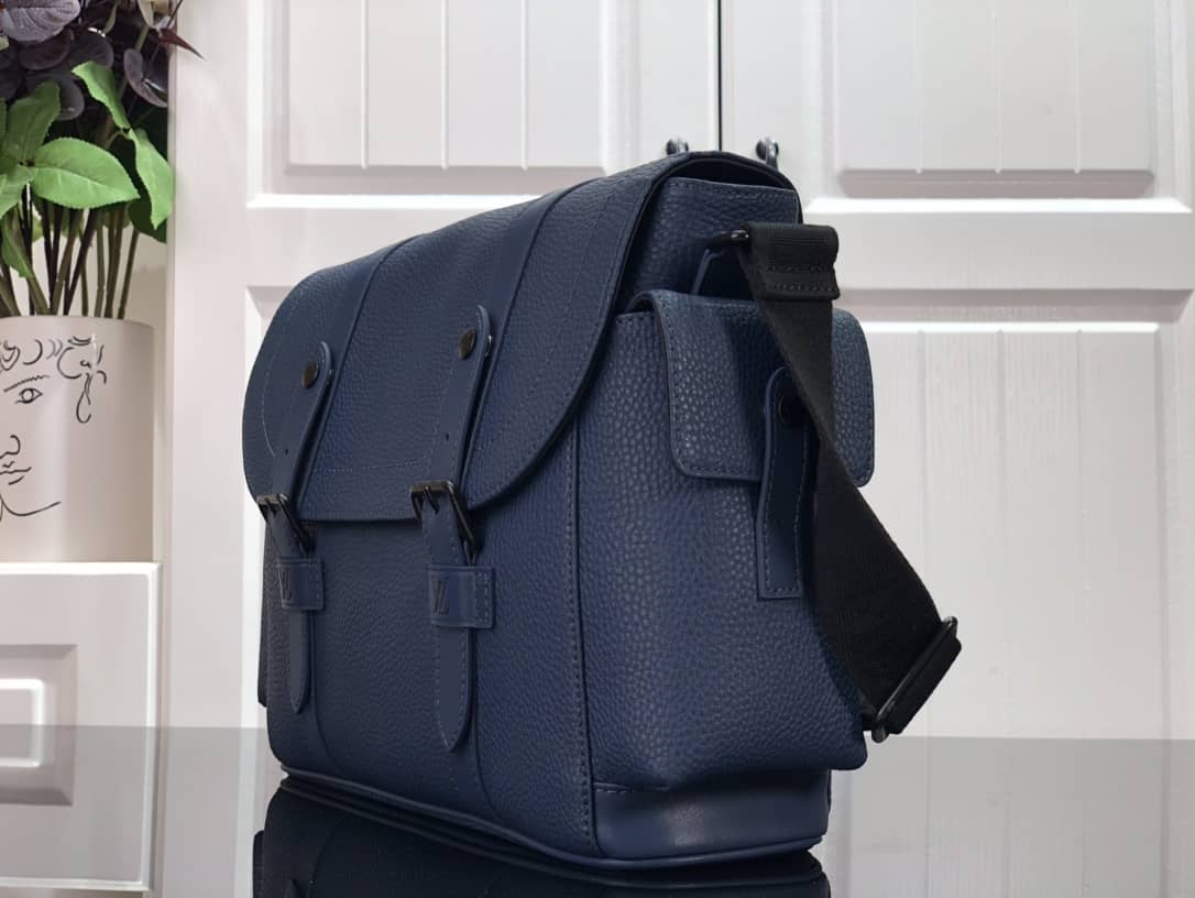 Louis Vuitton Trunk Taurillon Leather Messenger Bag Replica Blue M58494 - DEEPREPS