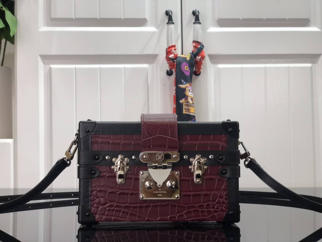 Louis Vuitton Petite Malle Brilliant Alligator Leather Replica Handbag Red N93817 - DEEPREPS