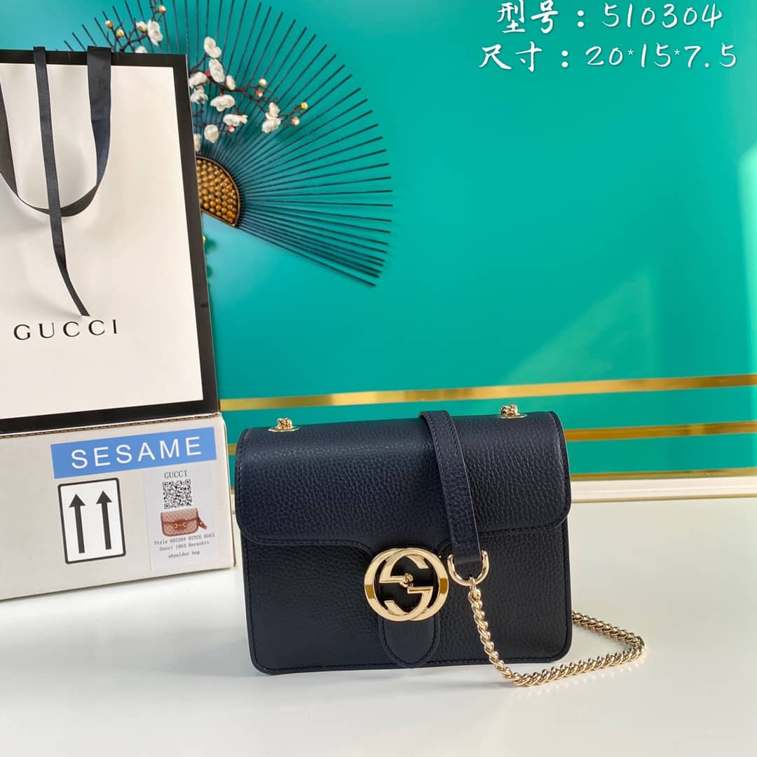 Gucci Interlocking Leather Chain Crossbody Bag Replica 510304 - DEEPREPS