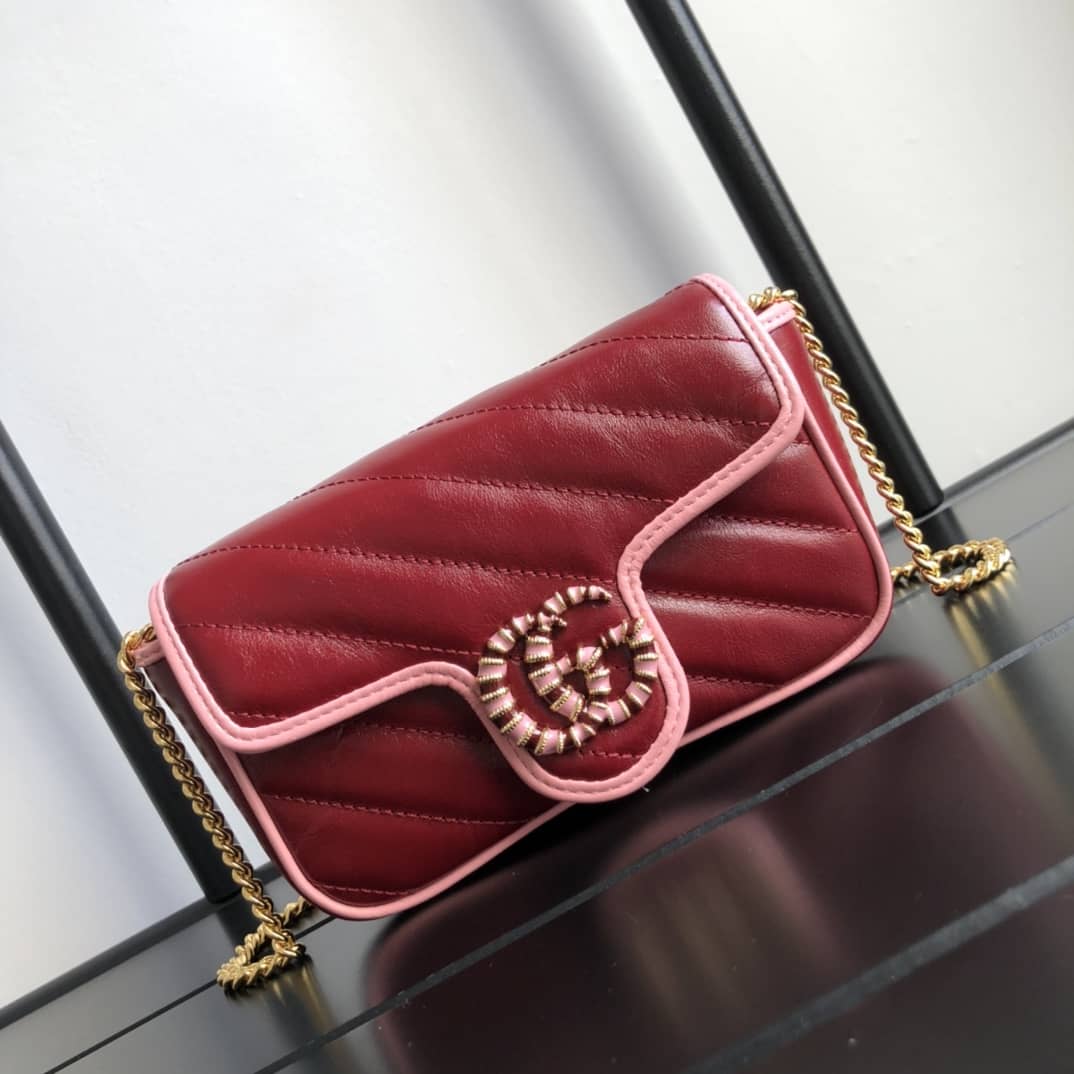Gucci GG Marmont Mini Matelasse Leather Shoulder Bag Replica Red 574969 - DEEPREPS