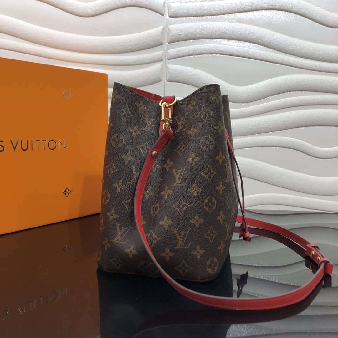 Louis Vuitton Neonoe Replica Bucket Bag Brown Red M44020 - DEEPREPS