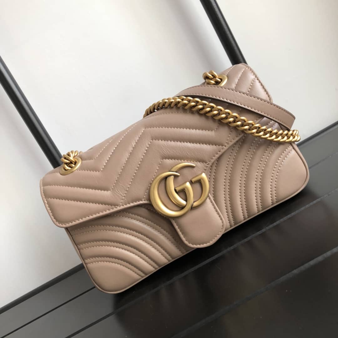 Gucci GG Marmont Matelasse Shoulder Bag Replica Khaki 443497 - DEEPREPS