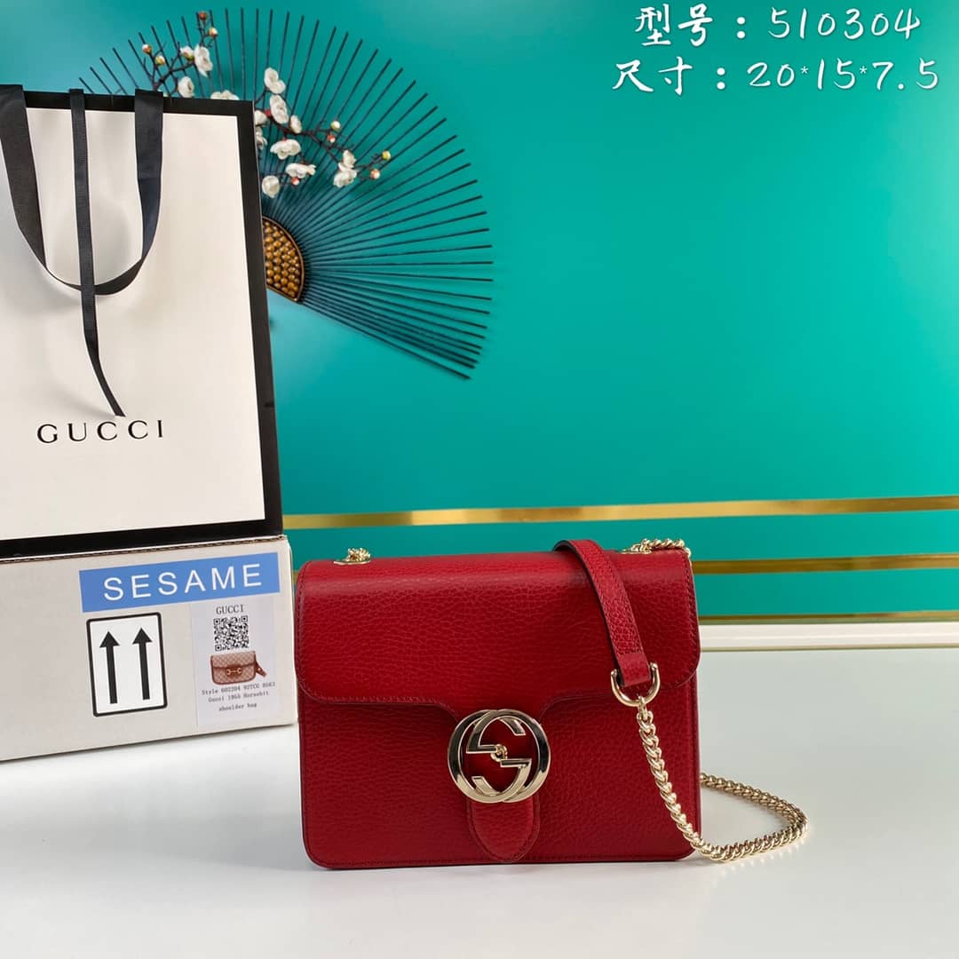 Gucci Interlocking Leather Chain Crossbody Bag Replica 510304 - DEEPREPS