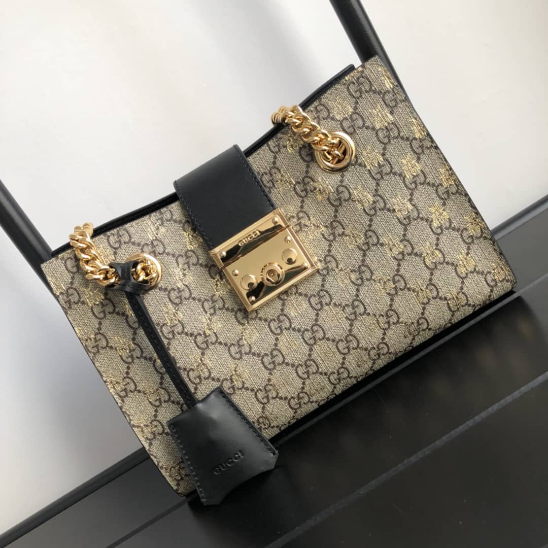 Gucci Padlock Small GG Supreme Canvas Shoulder Bag Replica Brown 498156 - DEEPREPS