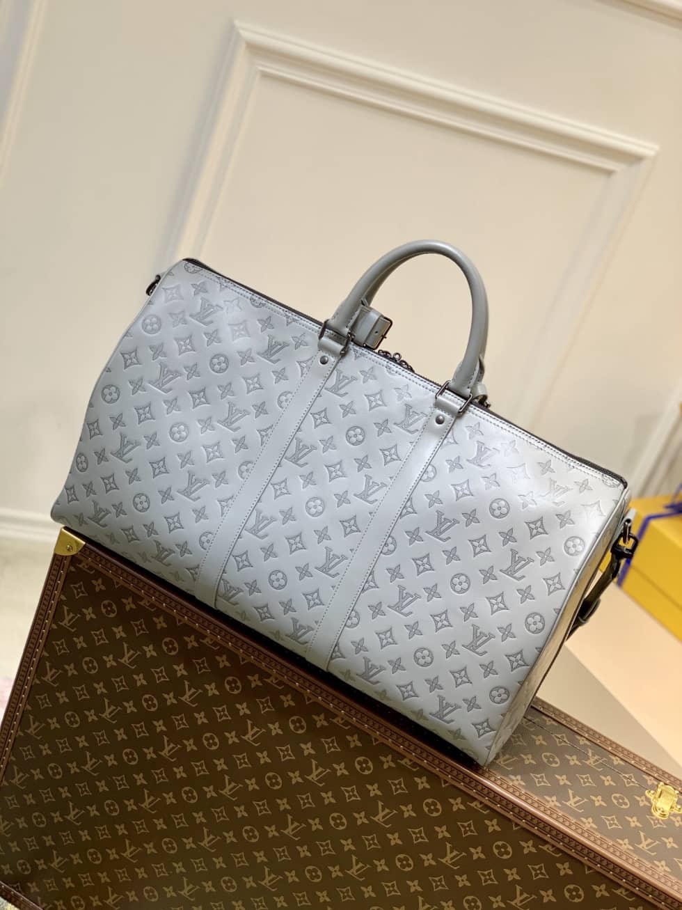 LV Duffle Bag Replica Unisex Keepall 50B Anthracite Monogram Gray M46117 - DEEPREPS