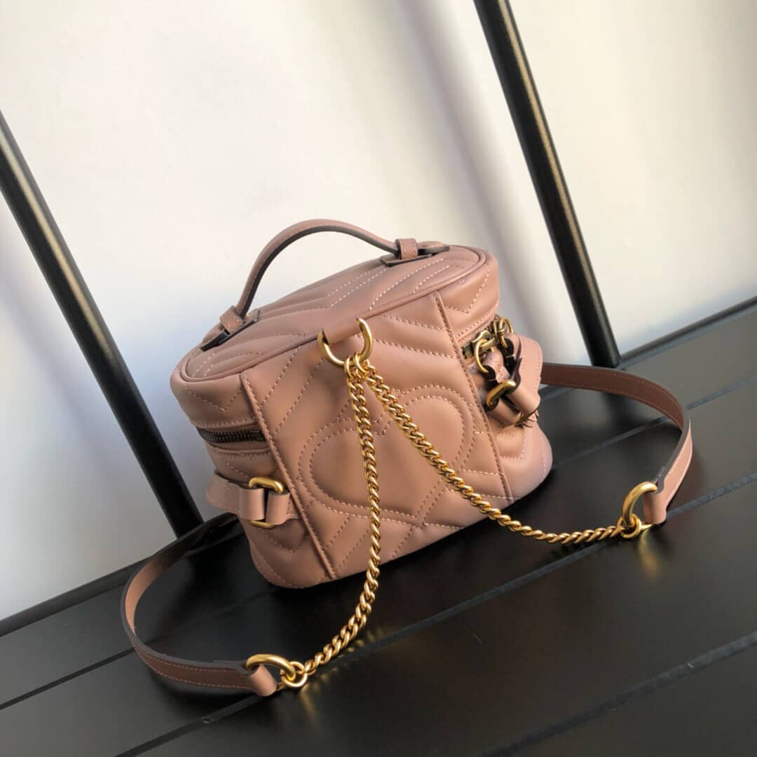 Gucci GG Marmont Matelesse Mini Round Replica Backpack Pink 598594 - DEEPREPS