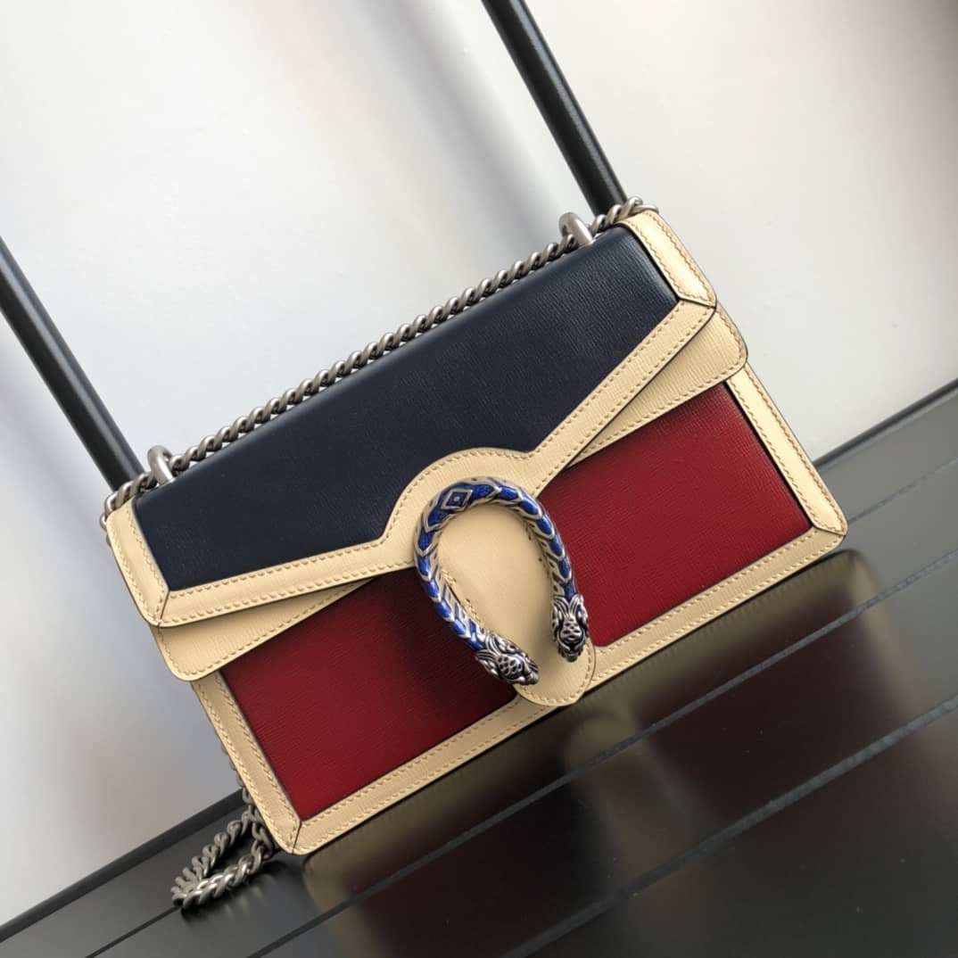 Gucci Dionysus Dupe GG Supreme Dionysus Chain Shoulder Bag Replica Blue Red 400249 - DEEPREPS