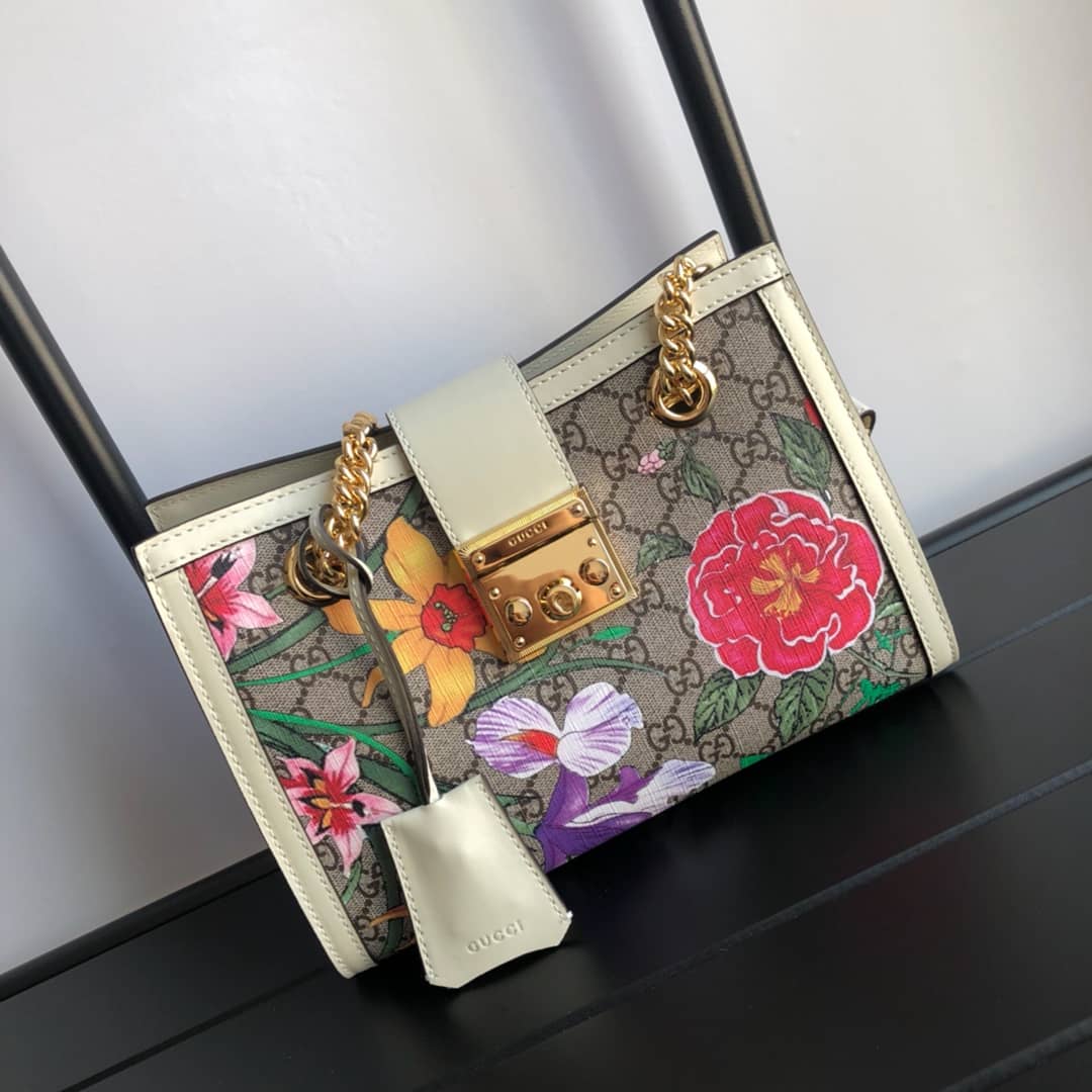 Gucci Padlock Small GG Supreme Canvas Shoulder Bag Replica Colorful 498156 - DEEPREPS