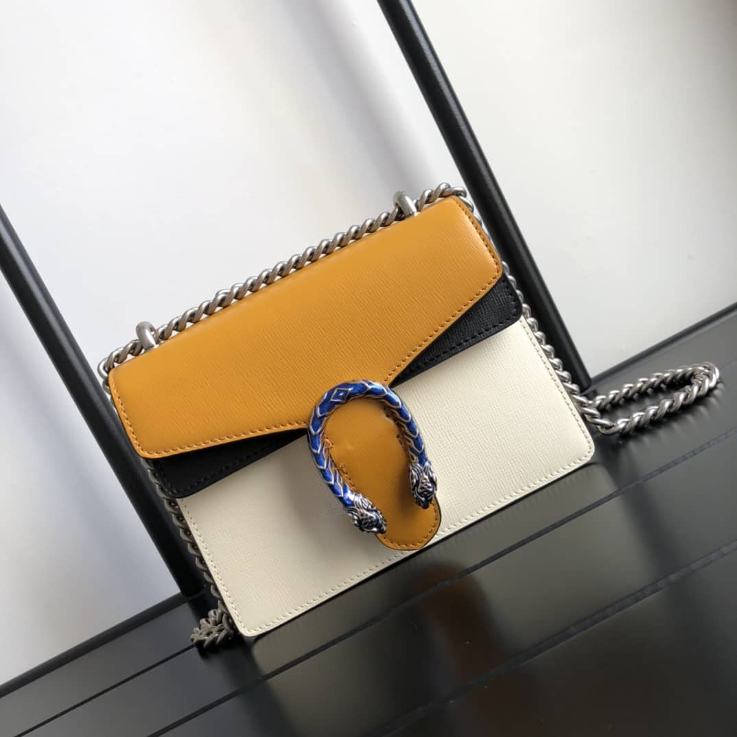 Gucci Dionysus Dupe GG Supreme Dionysus 2way Mini Chain Shoulder Bag Replica White Yellow 421970 - DEEPREPS