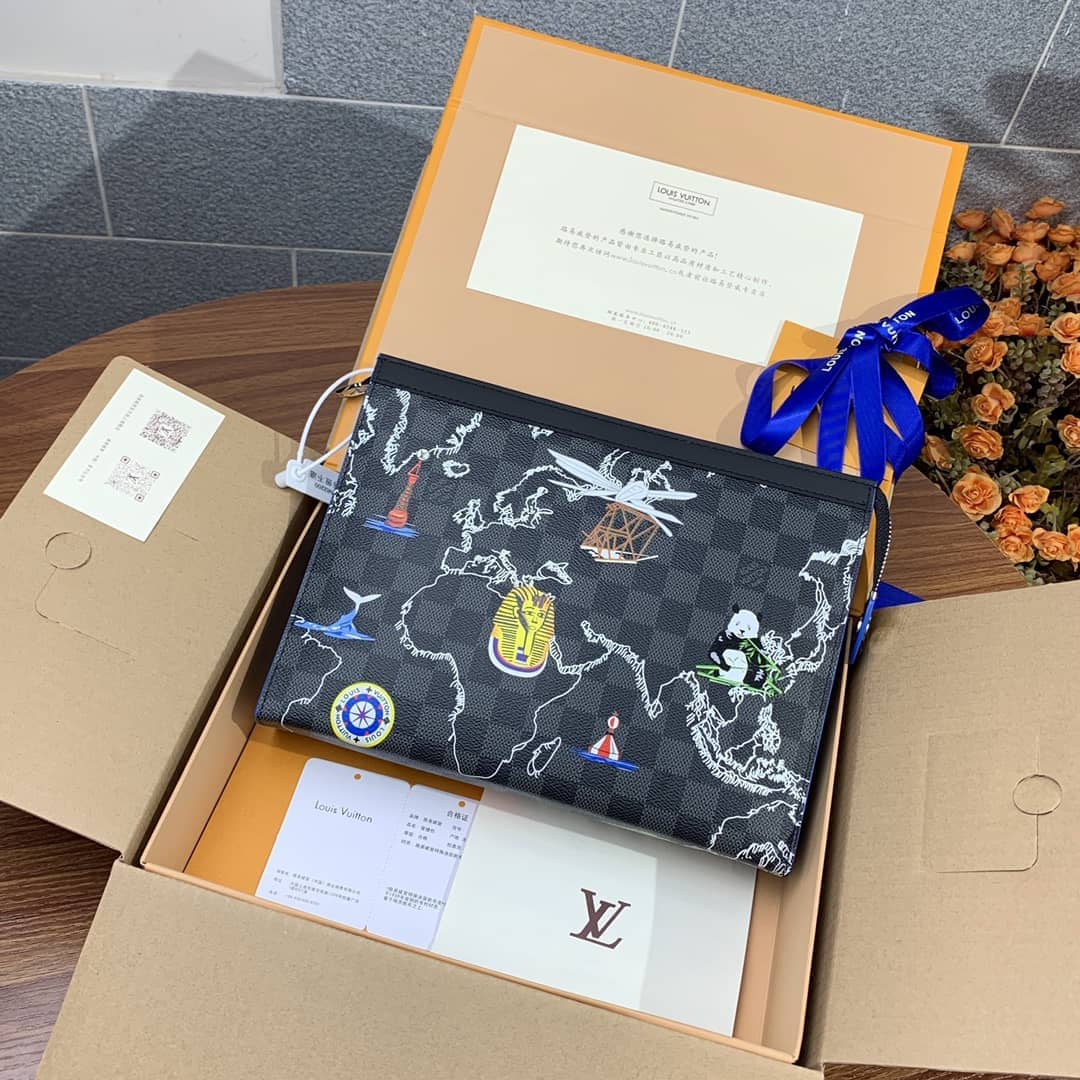 Louis Vuitton Damier Graphite Pochette Voyage MM N40205 Replica - DEEPREPS