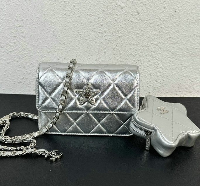 Chanel Grey Star Coin Purse Flap Bag JH647 – Flawless Stitching Details - DEEPREPS