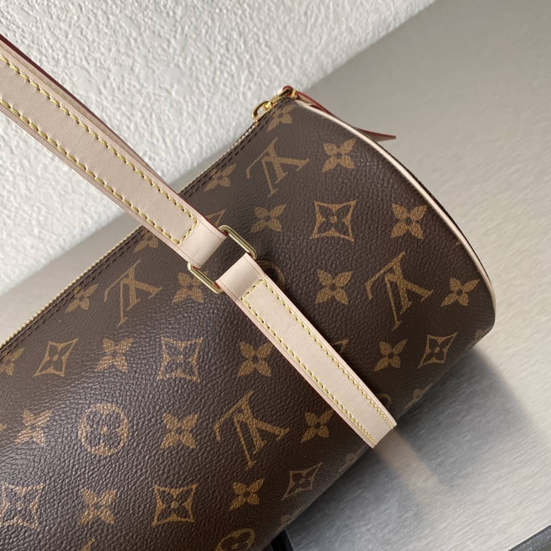 Wholesale LV Leather Cylinder Replicas Shoulder Bag Brown - DEEPREPS