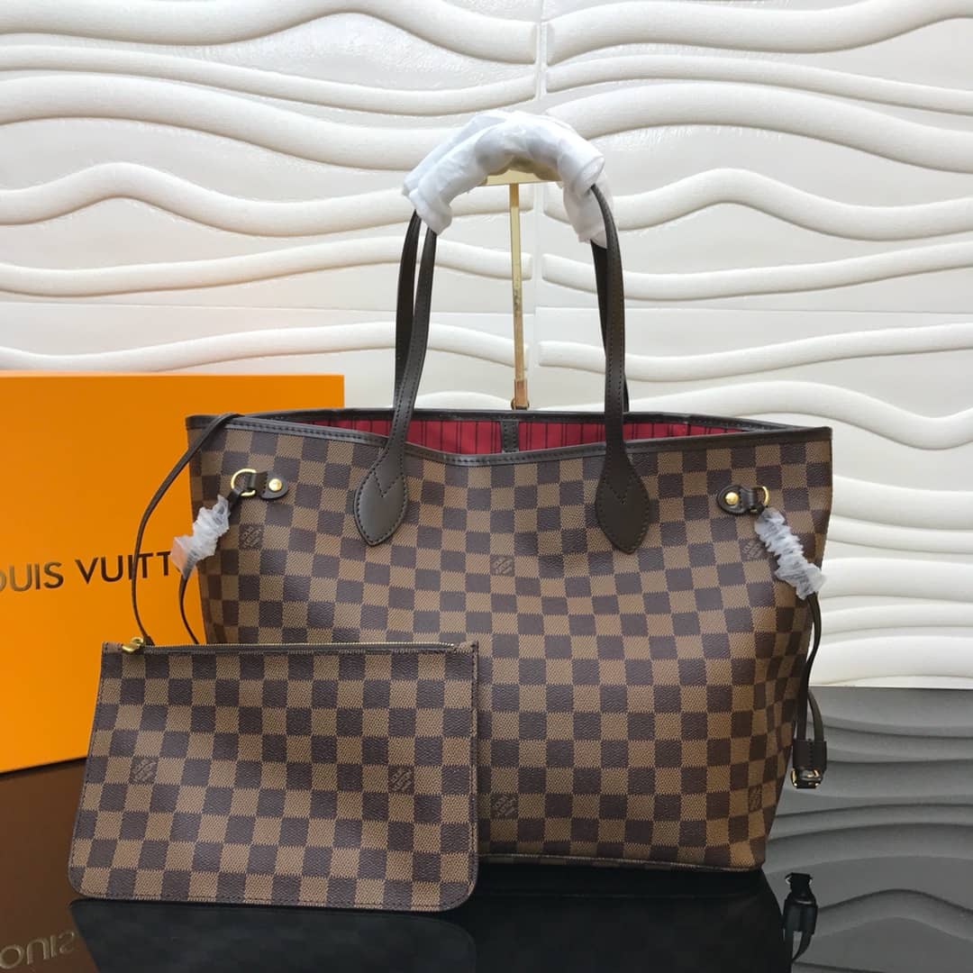 Louis Vuitton Neverfull MM Damier Ebene Bag Replica Red N40995 - DEEPREPS