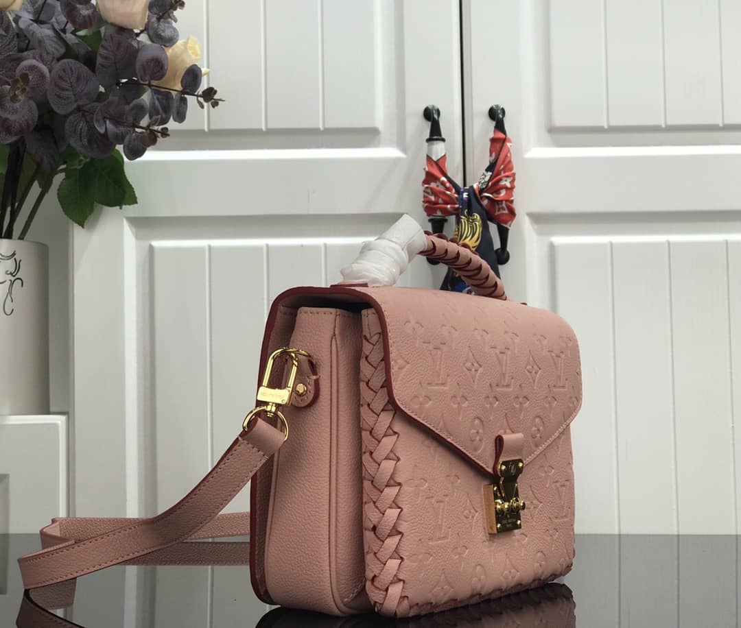 Louis Vuitton Pochette Metis Braided Monogram Empreinte Replica Pink M43942 - DEEPREPS