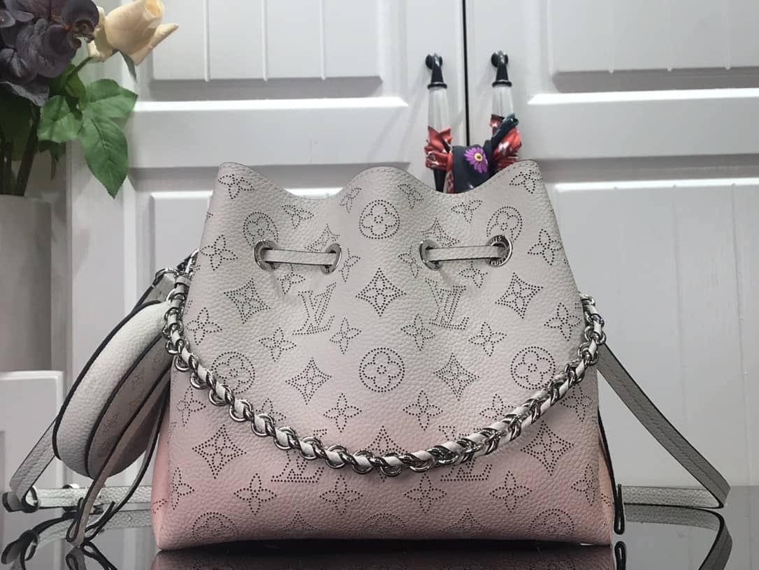 Louis Vuitton Bella Mahina Magnolia Leather Replica Bag White Pink M57068 - DEEPREPS
