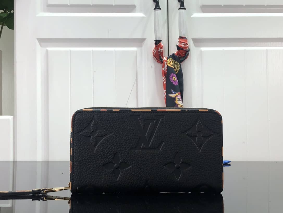 Louis Vuitton Monogram Empreinte Leather with Animal-Print Zippy Wallet Replica Black M80680 - DEEPREPS