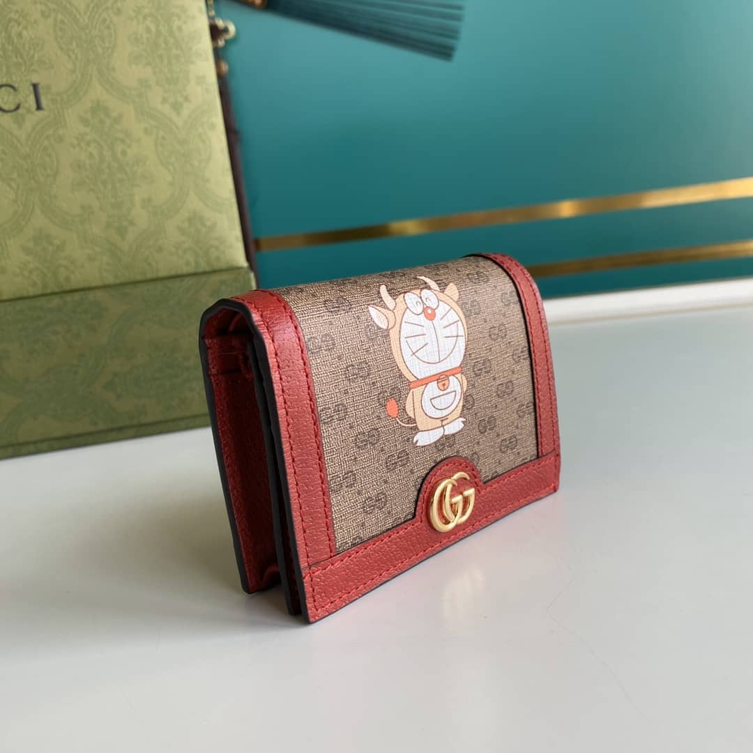 Gucci Doraemon GG Supreme Mini Wallet Replica 654541 - DEEPREPS