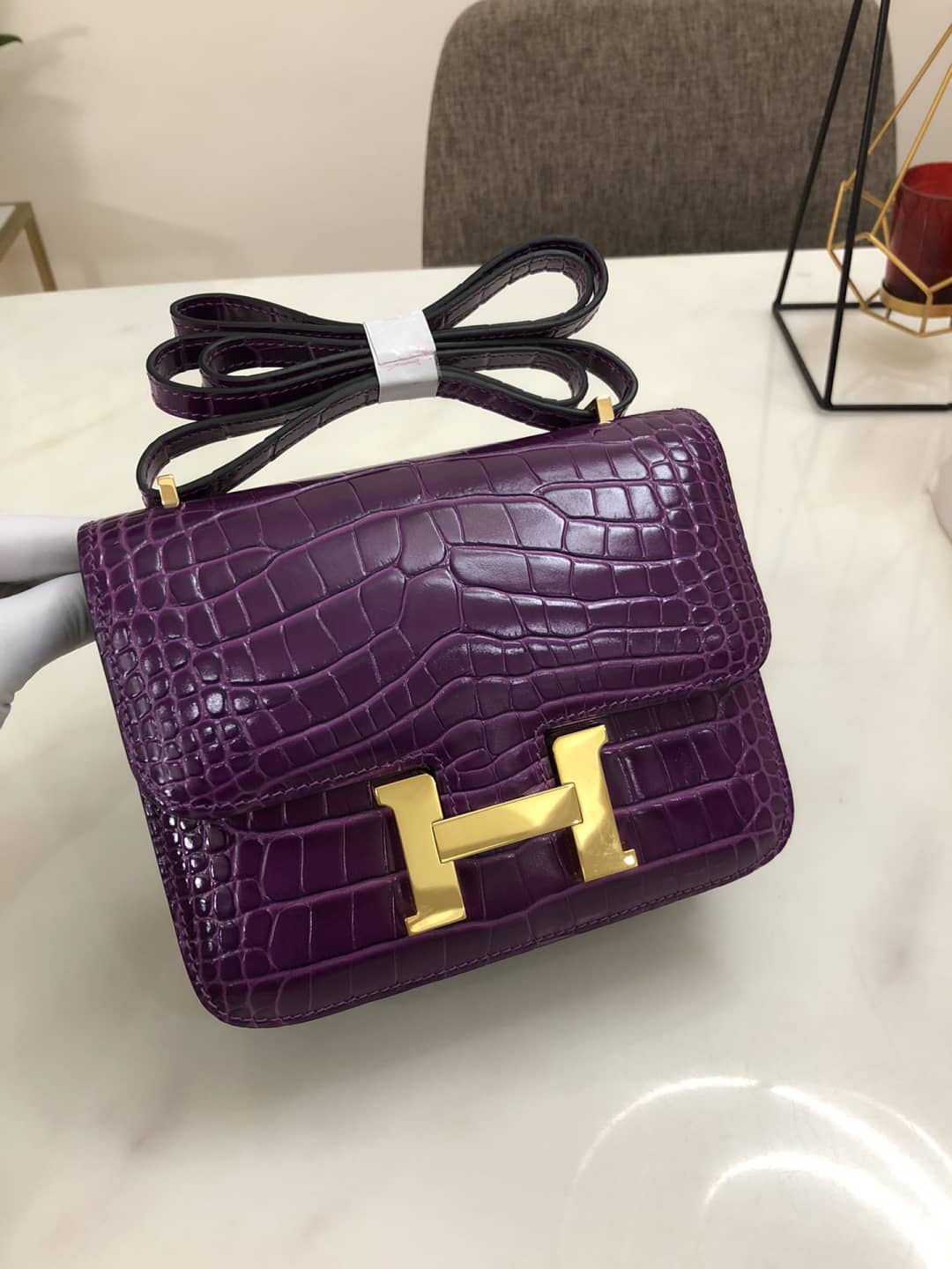 Hermes Replica Constance 18CM Crocodile Shiny Bag - DEEPREPS