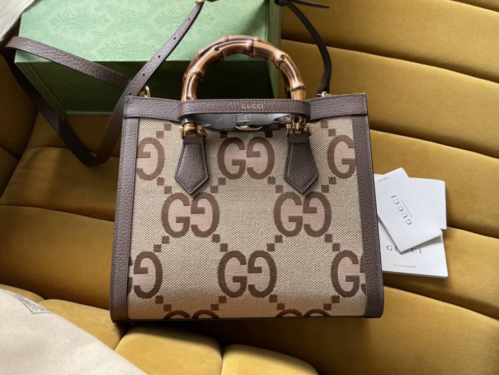 Gucci Diana Jumbo GG Small Brown 660195 Replica Tote Bag - DEEPREPS
