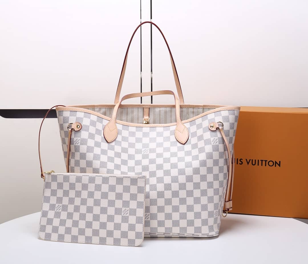 Louis Vuitton Neverfull MM Damier Azur Tote Replica White N41361 - DEEPREPS