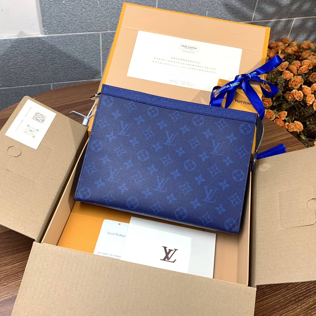 Louis Vuitton Monogram Canvas Poche Toilette Replica Clutch Blue M30420 - DEEPREPS