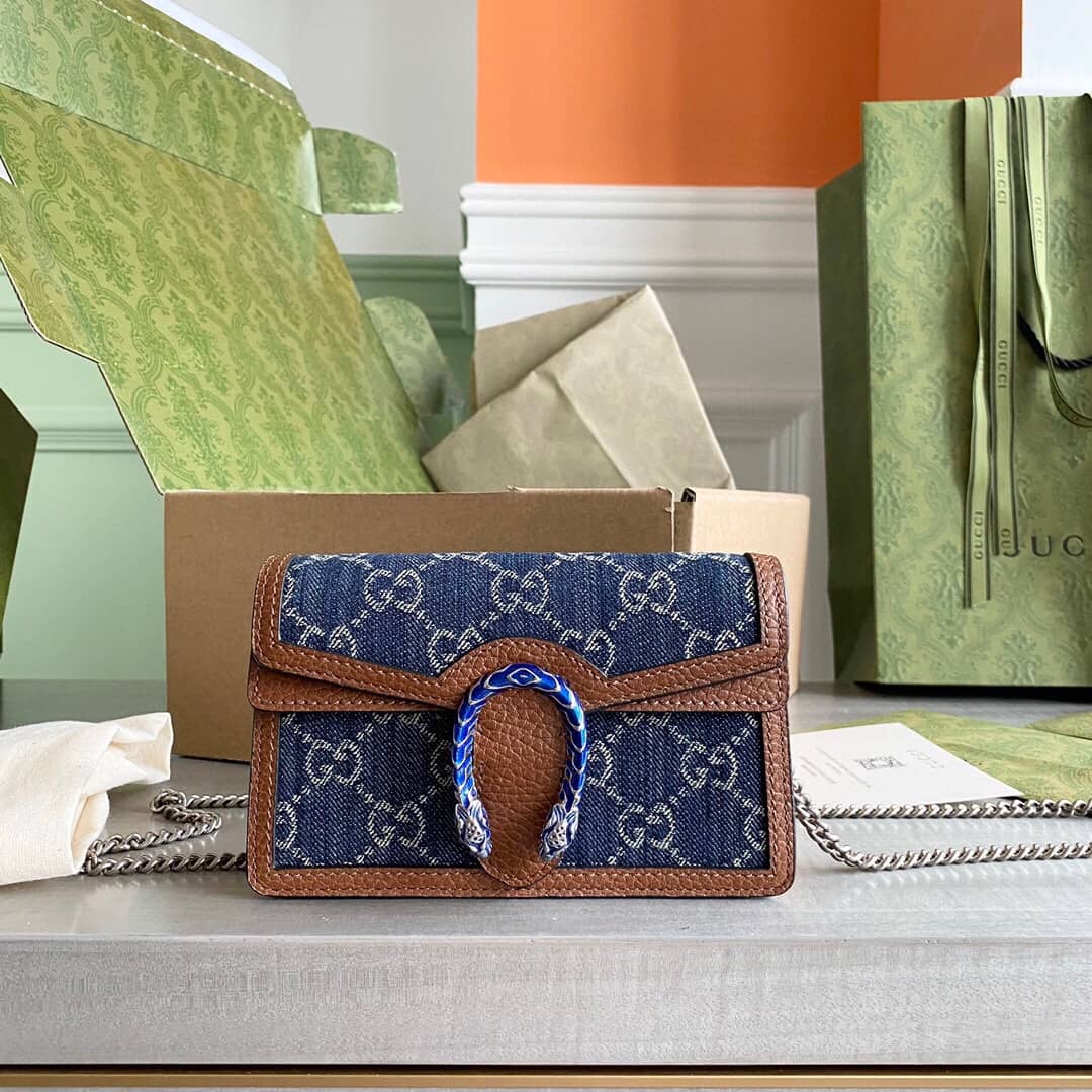 Gucci Dionysus GG Supreme Super Mini Bag Replica Blue 476432 - DEEPREPS