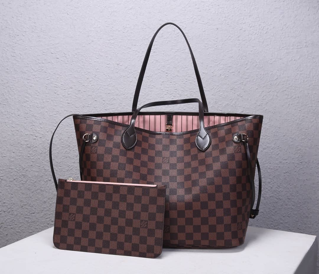 Louis Vuitton Neverfull MM Damier Ebene Tote Replica Pink N41358 - DEEPREPS