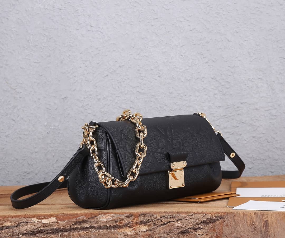 Louis Vuitton Favorite Monogram Empreinte Leather Replica Shoulder Bag Black M45813 - DEEPREPS