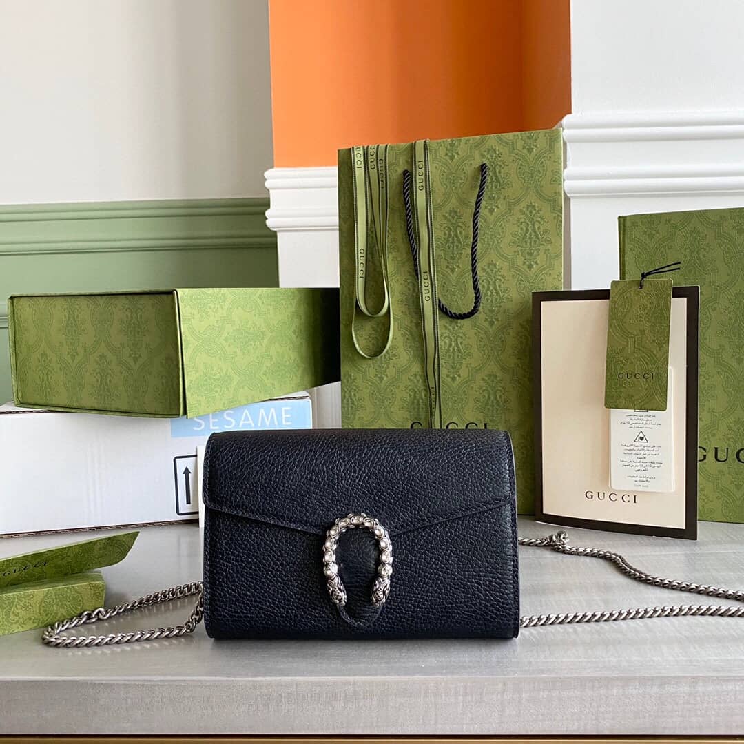 Gucci Dionysus Chain Wallet Shoulder Bag Replica Black 401231 - DEEPREPS