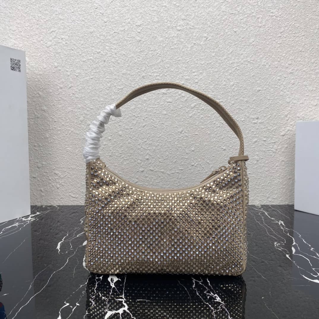 Prada Satin Re-Edition 2000 Crystal Mini Hobo - DEEPREPS
