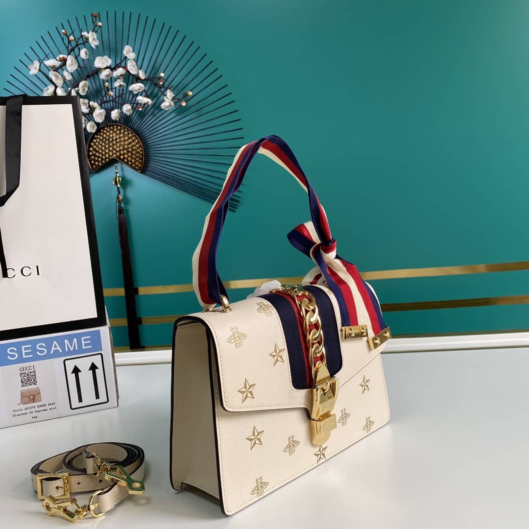 Gucci Sylvie Bee Star Small Shoulder Bag Replica 524405 - DEEPREPS
