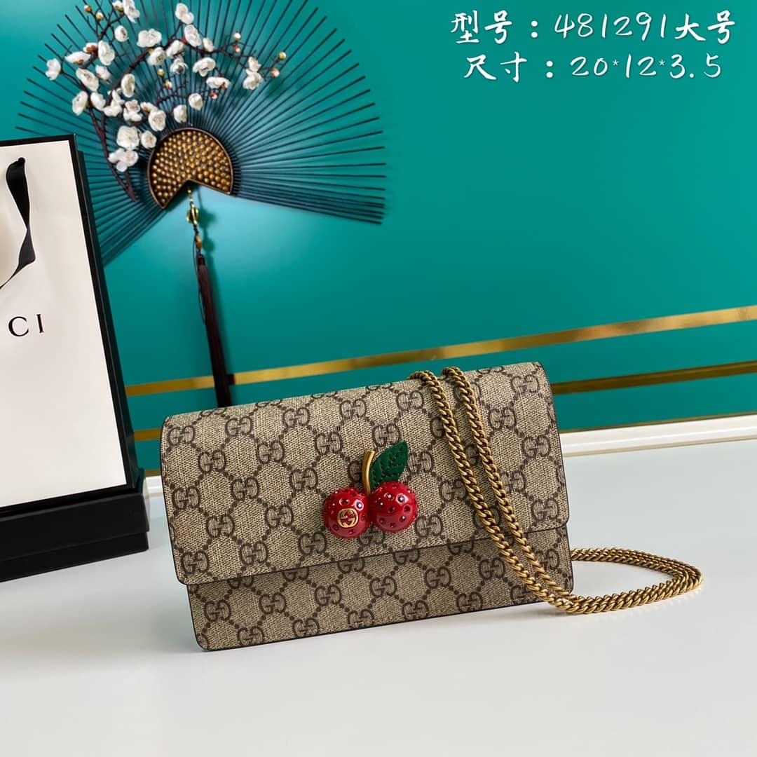 Gucci Supreme GG Mini Bag With Cherries Replica 481291 - DEEPREPS