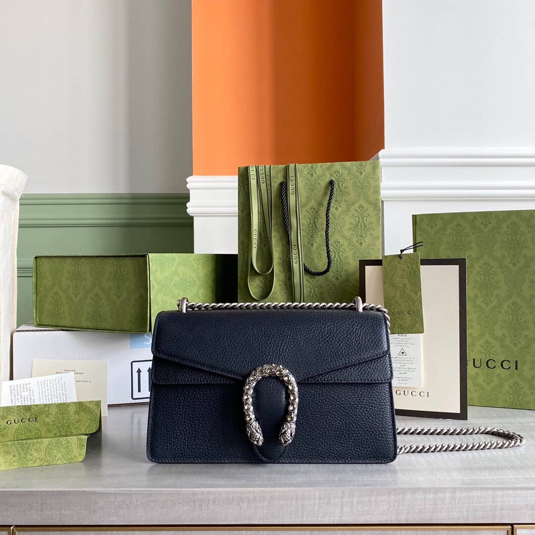 Gucci Dionysus Dupe GG Supreme Dionysus Chain Replica Shoulder Bag Black 400249 - DEEPREPS