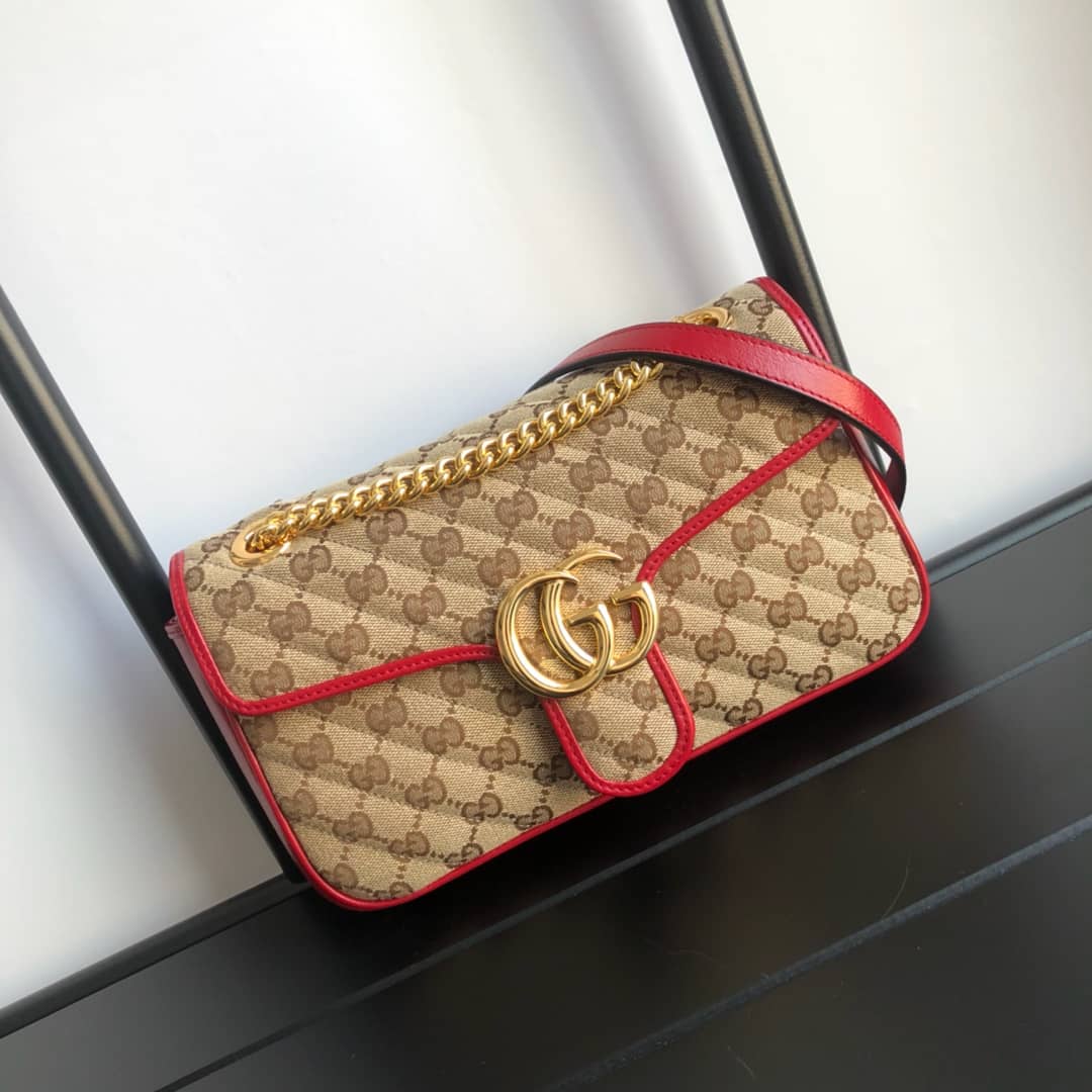 Gucci GG Marmont Matelasse Shoulder Bag Replica Red 443497 - DEEPREPS