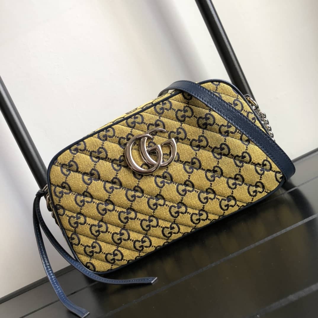 Gucci Handbag Dupes Marmont Small Shoulder Handbag Camera Bag Replica Yellow 447632 - DEEPREPS